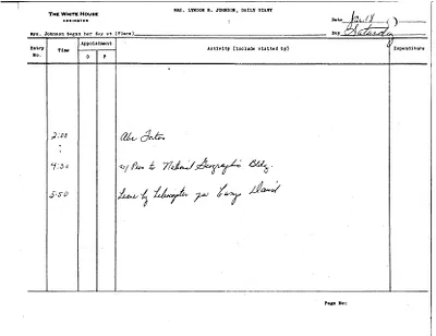 Lady Bird Johnson's Daily Diary Entry, 1/18/1964
