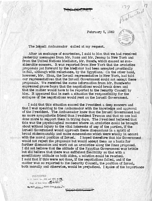 Memorandum of Conversation with Secretary of State Dean Acheson and the Ambassador of Israel