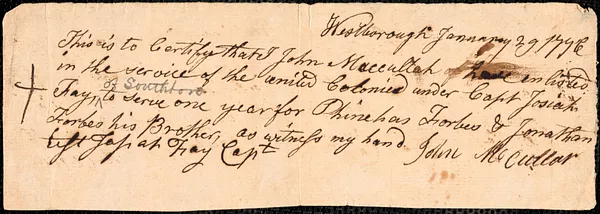 Substitutes for Serving in the Army, 1776-1781
