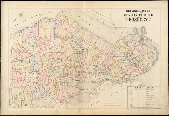 Outline and index map of Boston proper and Roxbury