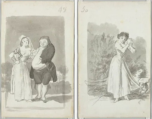 Young Woman (possibly a Sex Worker) with a Man (recto); Young Woman Wringing Her Hands over a Man's Naked Body (verso)