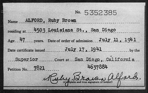Alford, Ruby Brown - 1941