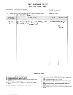 Senior Staff Meeting Action Items - December 1984 (2)