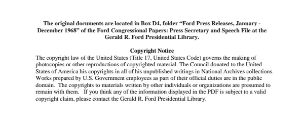 Ford Press Releases, January - December 1968