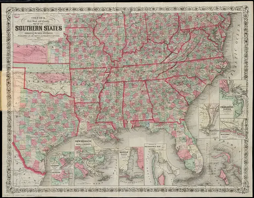 Colton's rail road and county map of the Southern States containing the latest information
