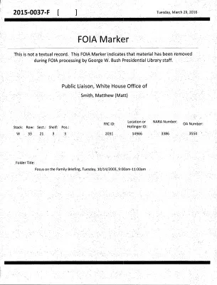 Focus on the Family Briefing, Tuesday 10/14/2003, 9:00am - 11:00am