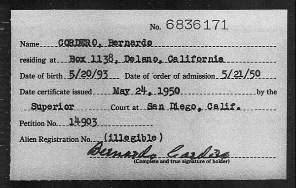 Cordero, Bernardo - 1950