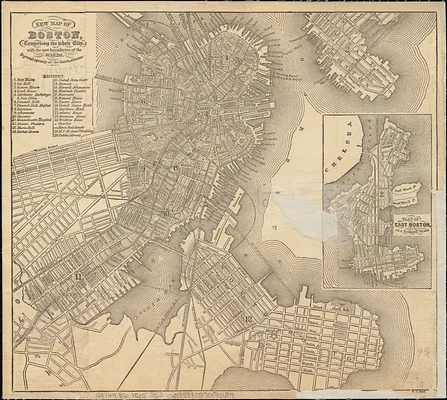 New map of Boston, comprising the whole city, with the new boundaries of the wards