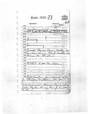 Lyndon Johnson's 1958 Desk Diary, beginning 6/23/1958