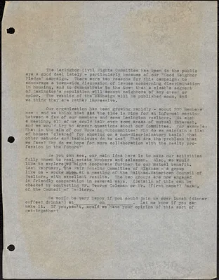 Draft of letter to realtors asking for meeting