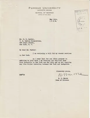 Letters Received to H.H. Barker, May 11, 1928