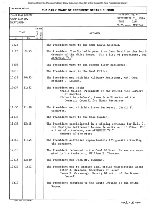 President Gerald R. Ford's Daily Diary, September 02, 1974