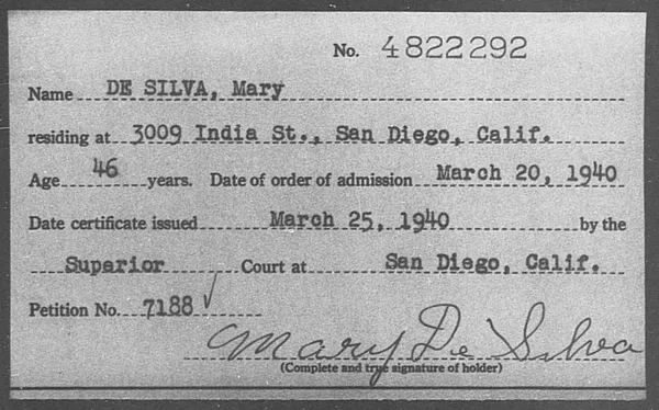 De Silva, Mary - 1940