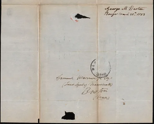 George M. Weston to Samuel Warner, 25 March 1853