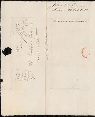 John F. Scamman to George Coffin, 22 February 1833