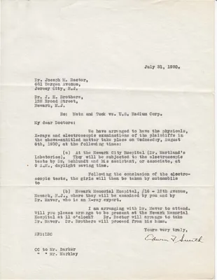 Letters Sent to Dr. Joseph M. Rector, Dr. J.M. Brothers, July 31, 1930