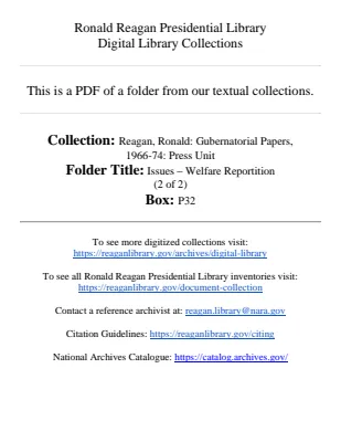 Issues - Welfare Reportition (2 of 2)