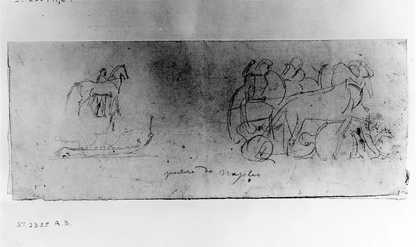 Sketches of a Ship and Classical Figures