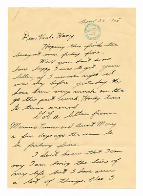 Letter to President Harry S. Truman from Harry A. Truman