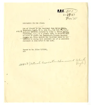 Memorandum for the Files