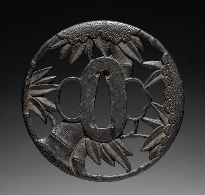 Sword Guard Tsuba) with Bamboo and Cloud