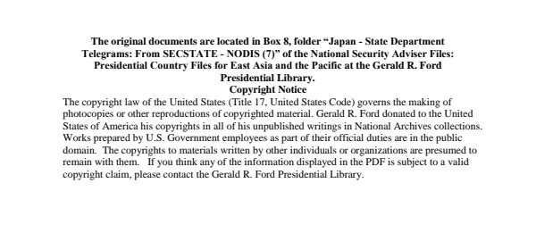 Japan - State Department Telegrams: From SECSTATE - NODIS (7)