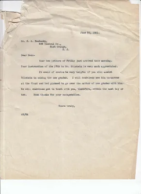 Letters Sent to Dr. S. A. Sochocky, June 20, 1921