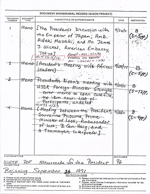 Memoranda for the President--Beginning September 26, 1971