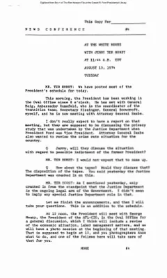 Press Secretary Briefings, 8/13/74