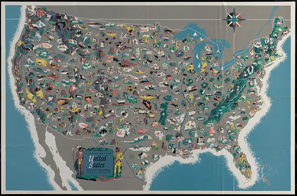 A pictorial map of the United States