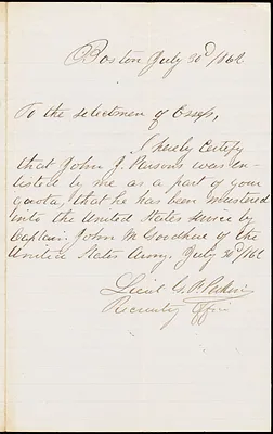 Civil War enlistment paper