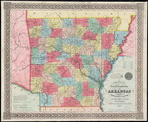 Colton's railroad & township map of Arkansas
