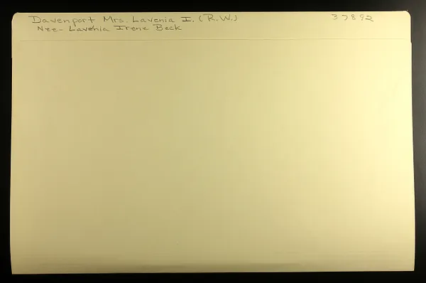 Davenport, Mrs. Lavenia I. (R.W.) nee Lavenia Irene Beck