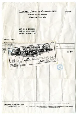 Receipt from Jaccard Jewelry Company for Bess W. Truman
