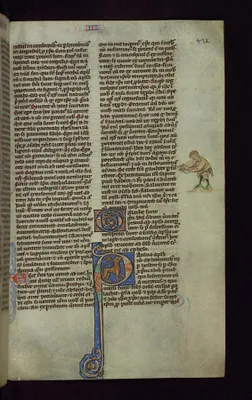 Initial ""P"" with Lion and Figure in Margin