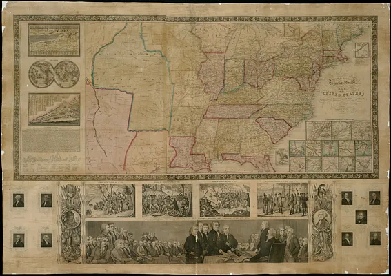 Phelps & Ensign's travellers' guide, and map of the United States, containing the roads, distances, steam boat and canal routes &c