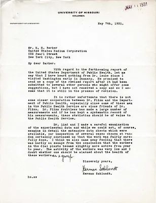 Letters Received to H.H. Barker, May 7, 1931
