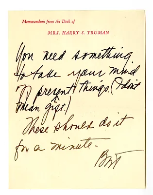 Letter from Bess W. Truman to Margaret Truman with Attachment