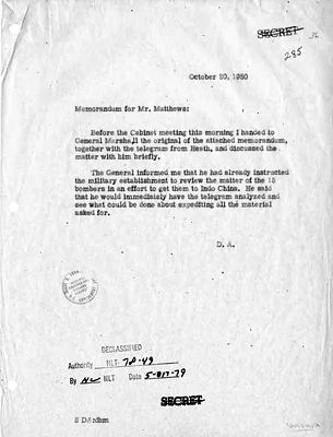 Memorandum from Secretary of State Dean Acheson to H. Freeman Matthews