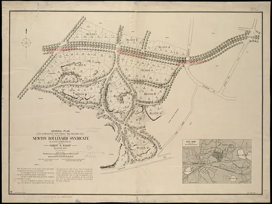 General plan for subdividing into roads and building lots, the property of the Newton Boulevard Syndicate, blocks 1, 2, 3, 4, 5, 10 & 12