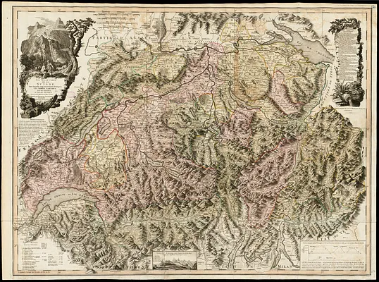 Nouvelle carte de la Suisse dans laquelle sont exactement distingués les treize cantons, leurs alliés, et leurs sujets