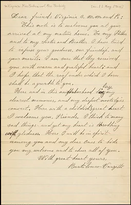 Bartolomeo Vanzetti autographed letter signed to Virginia A. [MacMechan] and Miss [Peabody], [Charlestown], 11 May 1924