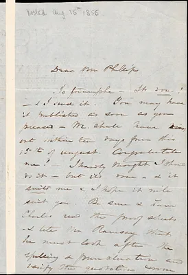 Letter from Harriet Beecher Stowe to Moses Dresser Phillips, 1856 Aug[ust] 15