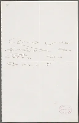 Emily Dickinson, Amherst, Mass., autograph note to Thomas Wentworth Higginson, about 1873