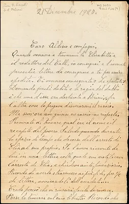 Bartolomeo Vanzetti to Aldino [Felicani] and friends, [Charlestown], 21 December 1920