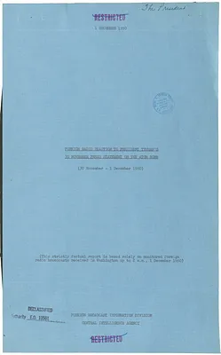 Report, Foreign Radio Reaction to President Truman's 30 November Press Statement on the Atom Bomb