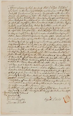 Quitclaim deed from Elijah Child to Joshua Child for share of father's estate, in consideration of 9£