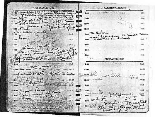 Lyndon Johnson's 1947 Desk Diary, beginning 7/10/1947