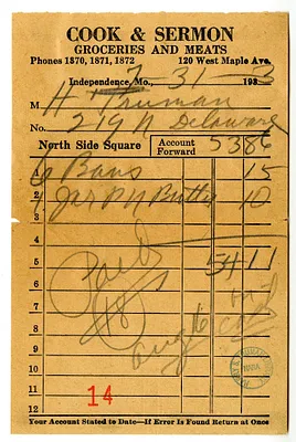 Bill from Cook & Sermon Grocery Company