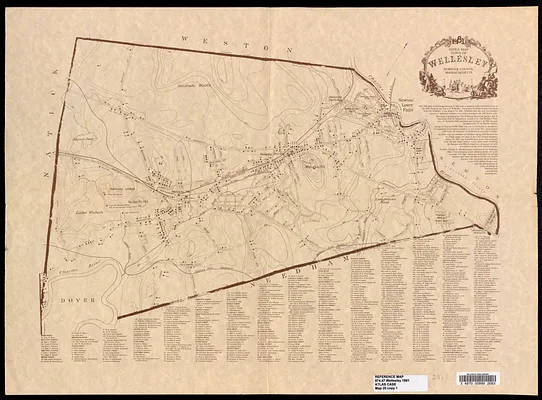 Index map, Town of Wellesley, Norfolk County, Massachusetts, 1881